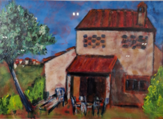 Acryl schilderij, Maya Wildevuur, Toscane, 2000